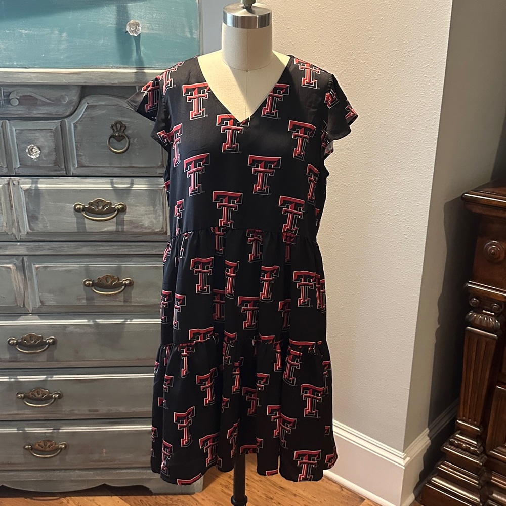 Stewart Simmons Texas Tech Black Flutter Sleeve Dress